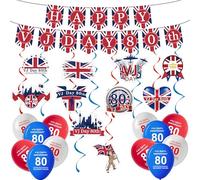 VJ Day 80th Anniversary Decorations 2025 80th Victory over Japan Day Decorations VJ Day 80th Banner Bunting Balloons VJ Day 80th Hanging Swrils Decorations UK VJ Day Party Supply