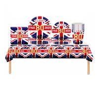 VJ Day 80th Anniversary Decorations Party Tableware Set, VJ Day Decorations with V J Day 80th Table Cloth, 32 Paper Plates, 16 Cups, 20 Napkins for V-J Day 80 Years WW2 Celebration 2025