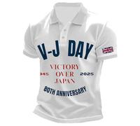 Vj Day Shirt Golf Shirts for Men Winter Crew Neck Mock Neck 2025 80 Years Black Dress Work Gym Activewear Light Blue Mens Green T-Shirt Graphic T-Shirts Tshirts Casual Casual Stylish