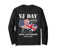VJ Day WWII 80th anniversary Vintage V-J Day 2025 flag Long Sleeve T-Shirt