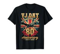 VJ Day WWII 80th anniversary Vintage V-J Day 2025 Flag T-Shirt