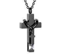 Vjajaly Birthstones Urn Necklaces for Ashes Cross Cremation Urn Memorial Pendant for Human Ashes Keepsake Locket Jewelry, Stainless Steel, Cubic Zirconia