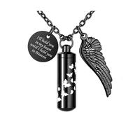 Vjajaly Cylinder Urn Necklace for Ashes Butterfly Cremation Jewelry keepsake Memorial Pendant with Angel Wing Remembrance Jewelry, Stainless Steel, No Gemstone