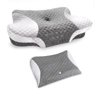 VJASD 1 Pack Cervical Pillowcase, Butterfly Shaped Memory Foam Neck Support Pillow Cover, Ergonomic Zippered Cover, Soft Breathable Easy to Clean, Replacement Case 23.7"x14", Grey White (Cover Only)