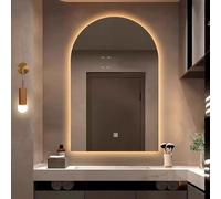 VJDKGUIDC Semicircular arch bathroom mirror, arch lighting LED bathroom mirror, dimmable wall light vanity mirror, smart switch 3 color backlit vanity mirror