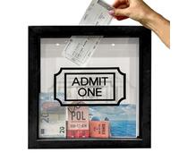Vjeybv Adventure Archive Box - Travel Memorys Box Wooden Travel Ticket Collection Shadow Box, Wood Frame Travel Ticket Box, Wooden Creative Keepsake Box for Movie, Sporting Types of Memorys Tickets