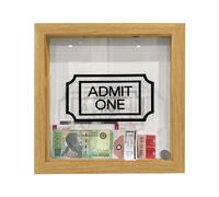 Vjeybv Adventure Archive Box - Travel Memorys Box Wooden Travel Ticket Collection Shadow Box, Wood Frame Travel Ticket Box, Wooden Creative Keepsake Box for Movie, Sporting Types of Memorys Tickets