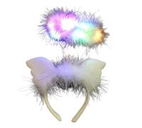 Vjeybv Angel Headband,LED Feather Angel Headband - Lightweight Angel Wings Headgear, Exquisite Light up Costume for Halloween, Masquerade, Birthday, Role Playing
