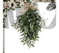 Vjeybv Artificial Olive Teardrop Swag, Artificial Olive Wall Mounted Pendant, 60cm/23.62 In Holiday Dangling Ornament With Bow, Green Swag Wreath For Indoors Outdoors Window Wall Door