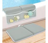 Vjeybv Baby Bath Kneeler & Elbow Rest Pad Set, Non-Slip Baby Bath All-in- -e Elbow Saver and Kneeler, with 4 Organizer Pockets, Comfortable Foam Baby Bath Kneeling Pad, Baby Bath Cushion for Adult