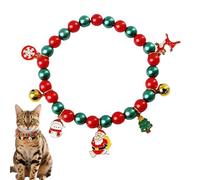 Vjeybv Christmas Pet Collar, Girl Kitten Necklace, Collar with Bow Bell and Santa Christmas Tree Snowman Snowflakes Elk Pendant for Winter Holiday Girl Boy Pet Small Dogs Cats
