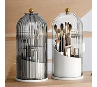 Vjeybv Concealed Toothbrush Holder, Rotating Toothbrush Holder, Make Up Brush Holder Organizer, Bathroom Waterproof Dustproof Toothbrush Holders, Covered Makeup Brush Holder for Bathroom