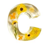 Vjeybv Floral Resin Letter Night Light - Handmade Letter Lamps | Creativity Alphabet with Pressed Flower, Unique Flower Night Light, Artistic Resin Letters Light for Home Decor