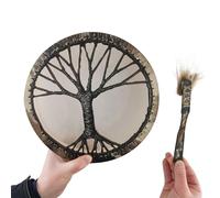 Vjeybv Handheld Drums For Adults - Retro Tree Design Vintage Drum Decoration,Vintage Drum With Stick Small Round Hand Drum Birthday, Drum Decorations