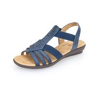 VJH Comfort Women's Flat Sandals Comfortable Stretch Lightweight Casual Walking Rhinestone Sandals, Blue, 26.5 cm