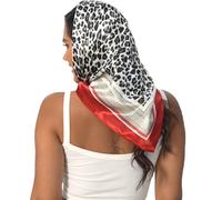 VJHX Leopard Print Head Scarf for Women Like Silk Satin Scarf for Hair Wrapping at Night Bandana Square Scarf 35 Inches, Red, 90cm*90cm