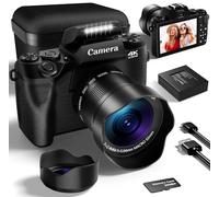 VJIANGER 2024 4K Digital Camera for Photography with 32GB SD Card 64MP Vlogging Cmaera for YouTube with Front and Rear Camera, Case, WiFi, 3000mAh Battery, 4 Touch Screen