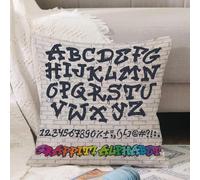 VJIZLOQB Throw Pillow Cushion Cover,Alphabet graffity alphabetical font ABC by brush stroke with letters and numbers or grunge,Pillow Cover for Home Livingroom Couch Bed Sofa Decorate 16 x 16 in