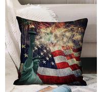 VJIZLOQB Throw Pillow Cushion Cover,American flag with fireworks at twilight background design for 4 july independence day or,Pillow Cover for Home Livingroom Couch Bed Sofa Decorate 16 x 16 in