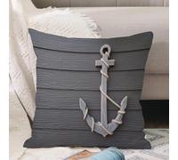 VJIZLOQB Throw Pillow Cushion Cover,Anchor, wood anchor with rope on the wall Antique Marine Nature Adventure Themed Artwork,Pillow Cover for Home Livingroom Couch Bed Sofa Decorate 16 x 16 in