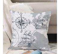 VJIZLOQB Throw Pillow Cushion Cover,Ancient ships. Travel adventure and discovery seamless pattern with l symbols.,Pillow Cover for Home Livingroom Couch Bed Sofa Decorate 16 x 16 in