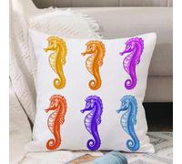 VJIZLOQB Throw Pillow Cushion Cover,Animal Decor,Set of Baby Seahorse Diving Swim Unique Young Hap,Pillow Cover for Home Livingroom Couch Bed Sofa Decorate 16 x 16 in