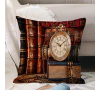 VJIZLOQB Throw Pillow Cushion Cover,Antique, nostalgic classic pocket watch on the background of old books Archive photo,Pillow Cover for Home Livingroom Couch Bed Sofa Decorate 16 x 16 in