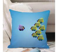 VJIZLOQB Throw Pillow Cushion Cover,Aquarius, Purple Angel Fish Leading the Yellow Group Be Different Insp,Pillow Cover for Home Livingroom Couch Bed Sofa Decorate 16 x 16 in