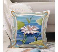 VJIZLOQB Throw Pillow Cushion Cover,Art Nouveau, Lotus on The Water Baroque Avant Garde Stylized Classic Architecture Pattern,Pillow Cover for Home Livingroom Couch Bed Sofa Decorate 16 x 16 in