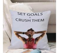 VJIZLOQB Throw Pillow Cushion Cover,Back view of beautiful young person wearing red sportswear bra on grey background. Athleti,Pillow Cover for Home Livingroom Couch Bed Sofa Decorate 16 x 16 in