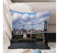 VJIZLOQB Throw Pillow Cushion Cover,Black and white panorama of the New York skyline with focus on Manhattan Bridge,Pillow Cover for Home Livingroom Couch Bed Sofa Decorate 20 x 20 in