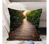 VJIZLOQB Throw Pillow Cushion Cover,Boardwalk in Mangrove Forest Sunlight Tunnel Sunset Autumn Golden Leaves,Pillow Cover for Home Livingroom Couch Bed Sofa Decorate 16 x 16 in