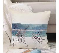 VJIZLOQB Throw Pillow Cushion Cover,Branch of fallen tree sticking out from blue water of mountain lake mountains in backgroun,Pillow Cover for Home Livingroom Couch Bed Sofa Decorate 16 x 16 in