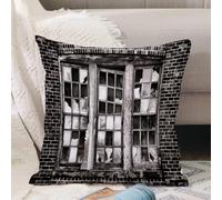 VJIZLOQB Throw Pillow Cushion Cover,Broken window with missing glass panes and antique brick wall on an old abandoned industri,Pillow Cover for Home Livingroom Couch Bed Sofa Decorate 16 x 16 in