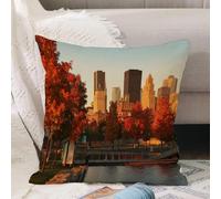 VJIZLOQB Throw Pillow Cushion Cover,Buildings in the old port of Montreal early in the morning during fall season,Pillow Cover for Home Livingroom Couch Bed Sofa Decorate 16 x 16 in