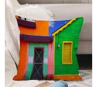 VJIZLOQB Throw Pillow Cushion Cover,Caribbean Houses in Vivid Colors in Isla Mujeres Mexico Latin America Photo,Pillow Cover for Home Livingroom Couch Bed Sofa Decorate 16 x 16 in