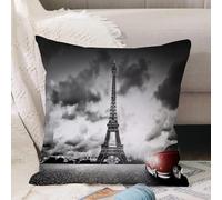 VJIZLOQB Throw Pillow Cushion Cover,Cars,Romantic Landscape Famous Eiffel Tower on a Cloudy Day an,Pillow Cover for Home Livingroom Couch Bed Sofa Decorate 20 x 20 in