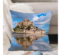 VJIZLOQB Throw Pillow Cushion Cover,Chillon Castle Switzerland Famous Scenic Medieval Castle Lake Geneva Rock Alps Architectur,Pillow Cover for Home Livingroom Couch Bed Sofa Decorate 16 x 16 in