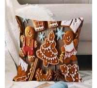 VJIZLOQB Throw Pillow Cushion Cover,Christmas homemade gingerbread cookies on wooden table,Pillow Cover for Home Livingroom Couch Bed Sofa Decorate 16 x 16 in