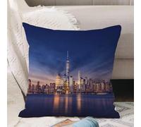 VJIZLOQB Throw Pillow Cushion Cover,City, New York Skyline Manhattan After Sunset Metropolis Downtown City Panorama,Pillow Cover for Home Livingroom Couch Bed Sofa Decorate 20 x 20 in