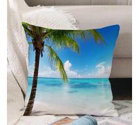 VJIZLOQB Throw Pillow Cushion Cover,Coconut Palm tree on white sandy beach in Punta Cana Dominican Republic. Vacation holidays,Pillow Cover for Home Livingroom Couch Bed Sofa Decorate 16 x 16 in