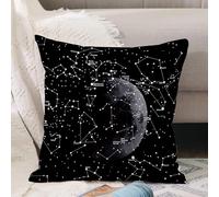 VJIZLOQB Throw Pillow Cushion Cover,Constellation of the Moon Astronomy in Black and White,Pillow Cover for Home Livingroom Couch Bed Sofa Decorate 16 x 16 in