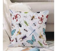 VJIZLOQB Throw Pillow Cushion Cover,cts doodle seamless pattern vector color background with bug fly butterfly ladybug dragonf,Pillow Cover for Home Livingroom Couch Bed Sofa Decorate 18 x 18 in