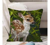 VJIZLOQB Throw Pillow Cushion Cover,Cute deer lies in the grass. Watercolor drawing,Pillow Cover for Home Livingroom Couch Bed Sofa Decorate 20 x 20 in