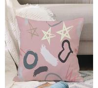 VJIZLOQB Throw Pillow Cushion Cover,Cute seamless pattern with brush-drawn circles hearts strokes. Vector geometric textures w,Pillow Cover for Home Livingroom Couch Bed Sofa Decorate 16 x 16 in
