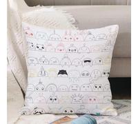 VJIZLOQB Throw Pillow Cushion Cover,Cute seamless pattern with kawaii faces. Funny vector background in cartoon.,Pillow Cover for Home Livingroom Couch Bed Sofa Decorate 16 x 16 in