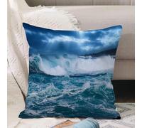 VJIZLOQB Throw Pillow Cushion Cover,Dark clouds and crashing ocean waves during storm in the atlantic ocean,Pillow Cover for Home Livingroom Couch Bed Sofa Decorate 20 x 20 in