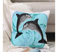 VJIZLOQB Throw Pillow Cushion Cover,Dolphin, Abstract Ocean Themed l Life Digital Image Two A,Pillow Cover for Home Livingroom Couch Bed Sofa Decorate 20 x 20 in