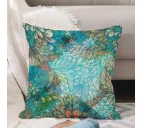 VJIZLOQB Throw Pillow Cushion Cover,Dragonfly,Fantasy Flowers Mixed in Various Tones Shabby Chic Feminine Beauty Print,Pillow Cover for Home Livingroom Couch Bed Sofa Decorate 16 x 16 in