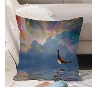 VJIZLOQB Throw Pillow Cushion Cover,Eagles soaring over the sea under colorful skies,Pillow Cover for Home Livingroom Couch Bed Sofa Decorate 16 x 16 in